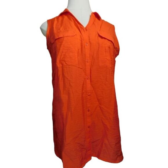 Westbound Size XL Tangerine Textured Button Front Collared Blouse Top NWT - Picture 1 of 2